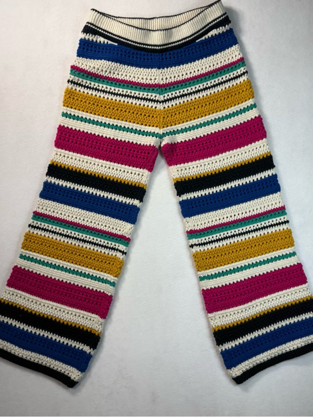 Zara Black and Cream Striped Knit Sweater